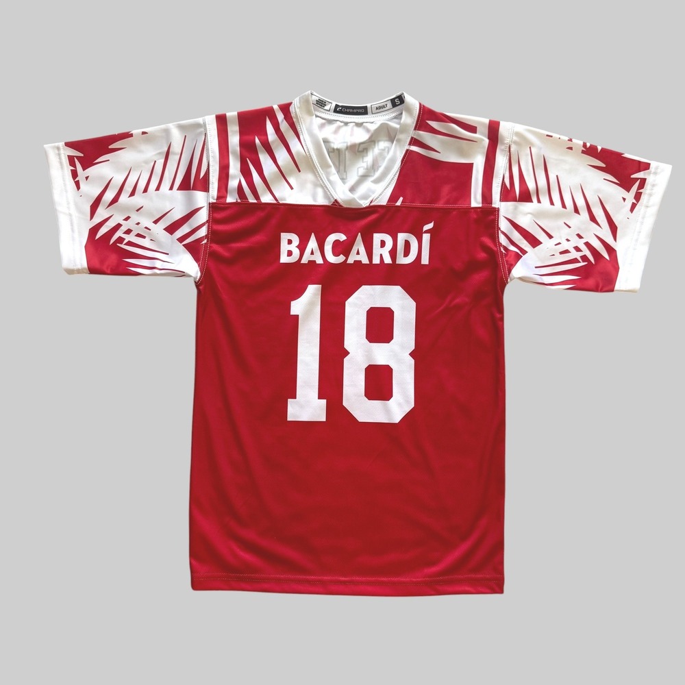 Champro Bacardi 18 Spice It Up Red White Rum Football Jersey Mens Small Liquor